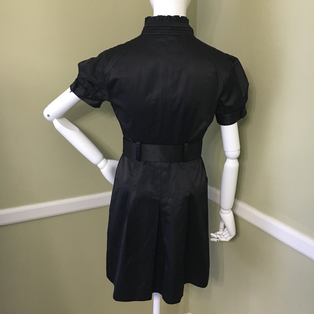 Bebe High Collar, Ruffled, Button, Belted Dress - image 2